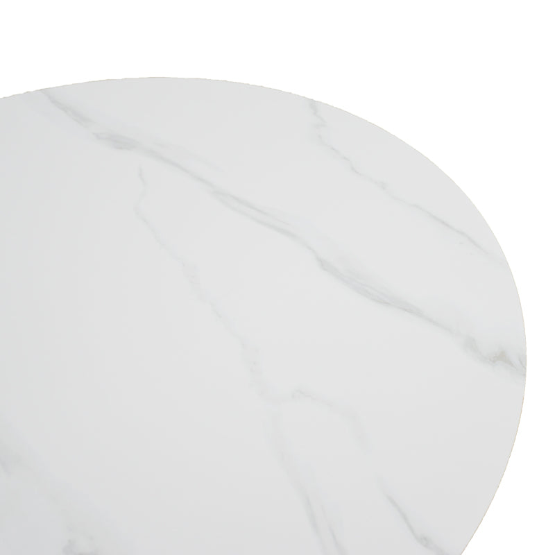 Τραπέζι σαλονιού Franzel pakoworld sintered stone σε όψη μαρμάρου-mdf σε φυσική απόχρωση Φ80x40εκ