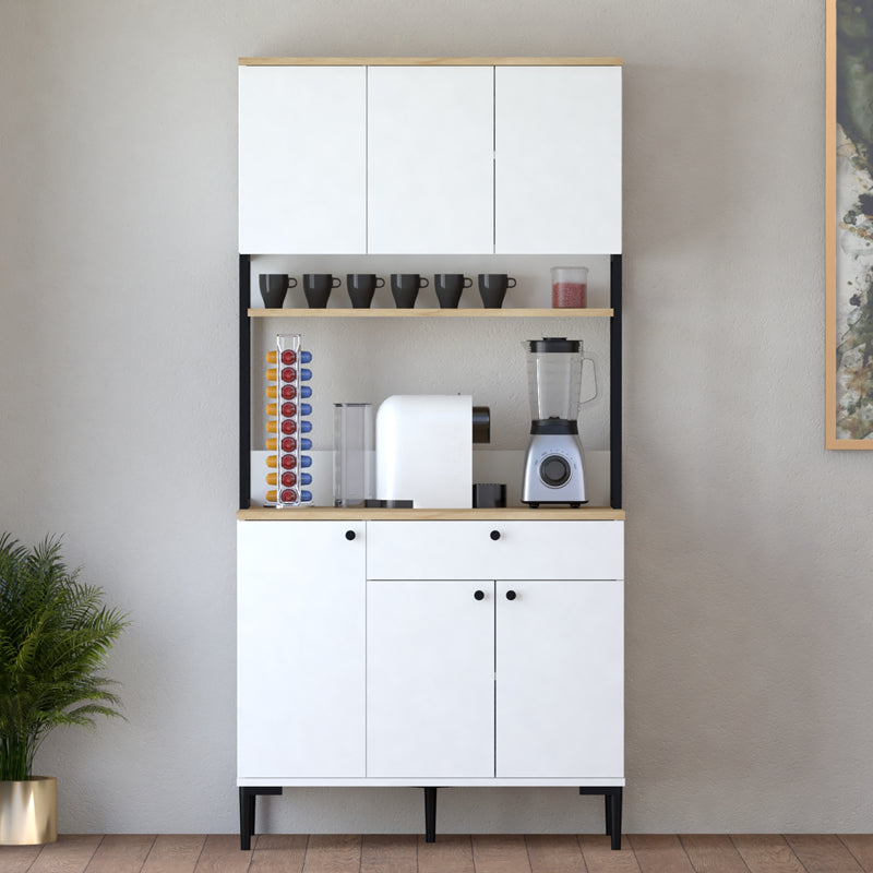 Ντουλάπια κουζίνας Lenner pakoworld λευκό-sonoma 90x45x184εκ