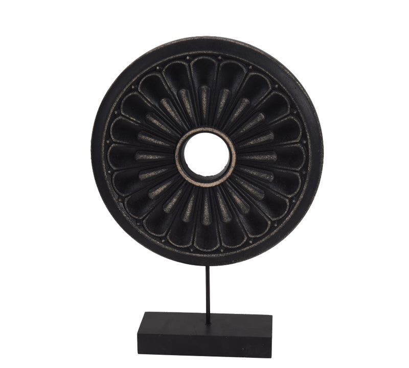 Στρογγυλό διακοσμητικό tribal σε stand,μαύρο,35cm