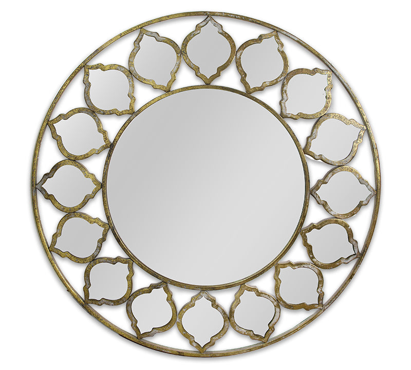 Στρογγυλός καθρέπτης,χρυσή κορνίζα "Moroccan",95cm