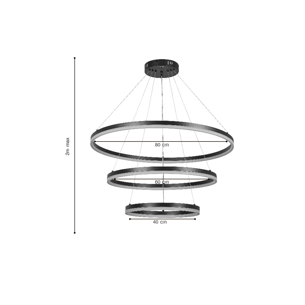InLight Κρεμαστό φωτιστικό LED 100W 3CCT (by switch on base) D:60cm (6095-A-Black)