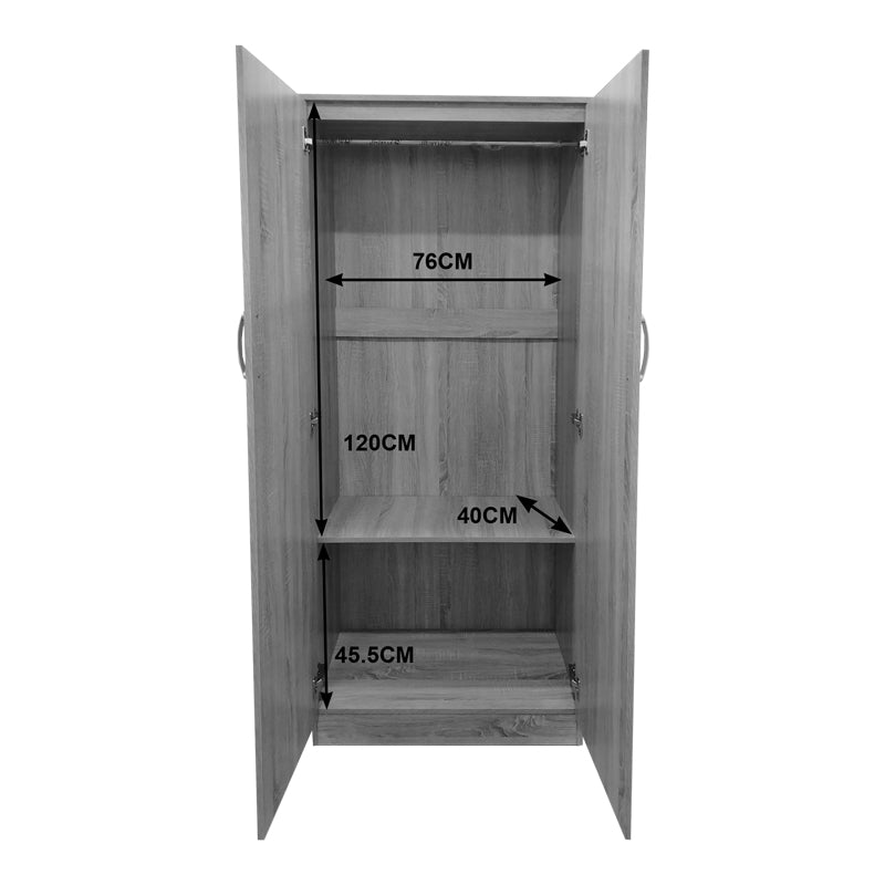 Ντουλάπα δίφυλλη Athos pakoworld σε Sonoma απόχρωση 80x42x180εκ