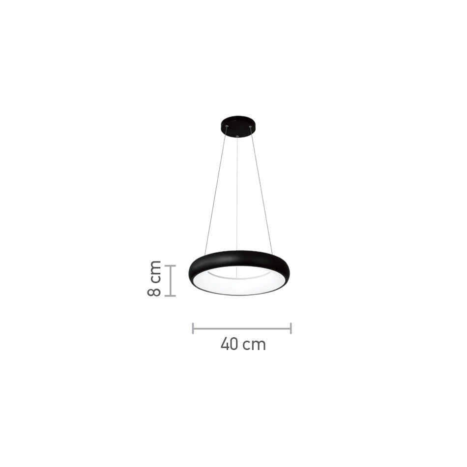 InLight Κρεμαστό φωτιστικό LED 24W 3CCT από μαύρο και λευκό ακρυλικό D:40cm (42023-B-Black)