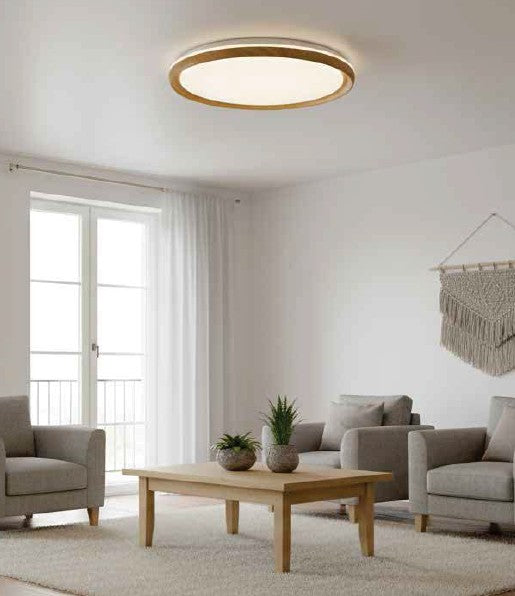 InLight Πλαφονιέρα οροφής από φυσικό ξύλο, 36W 4CCT αλουμίνιο (42052-A)