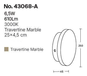 InLight Επιτοίχιο φωτιστικό γκρι από travertine marble LED 6.5W D:25cm (43068-A)
