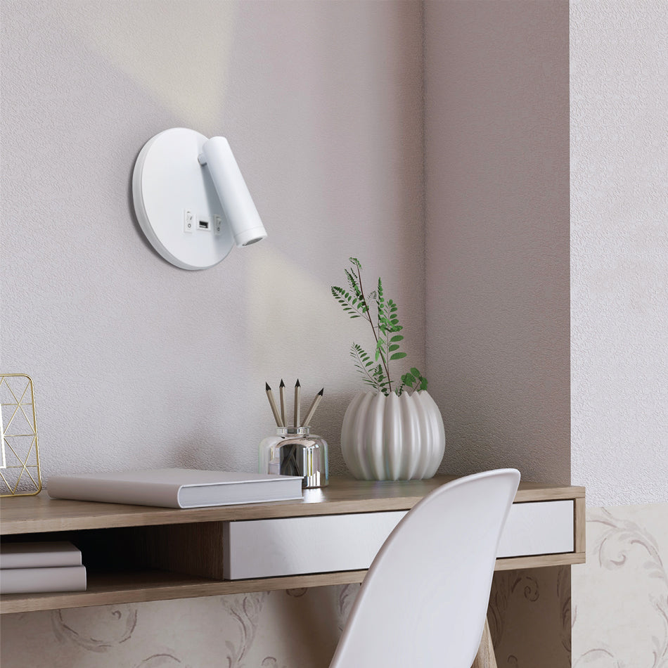 Inlight Επιτοίχιο φωτιστικό LED 12W 3000K από λευκό μέταλλο D:14cm (43418-WH)