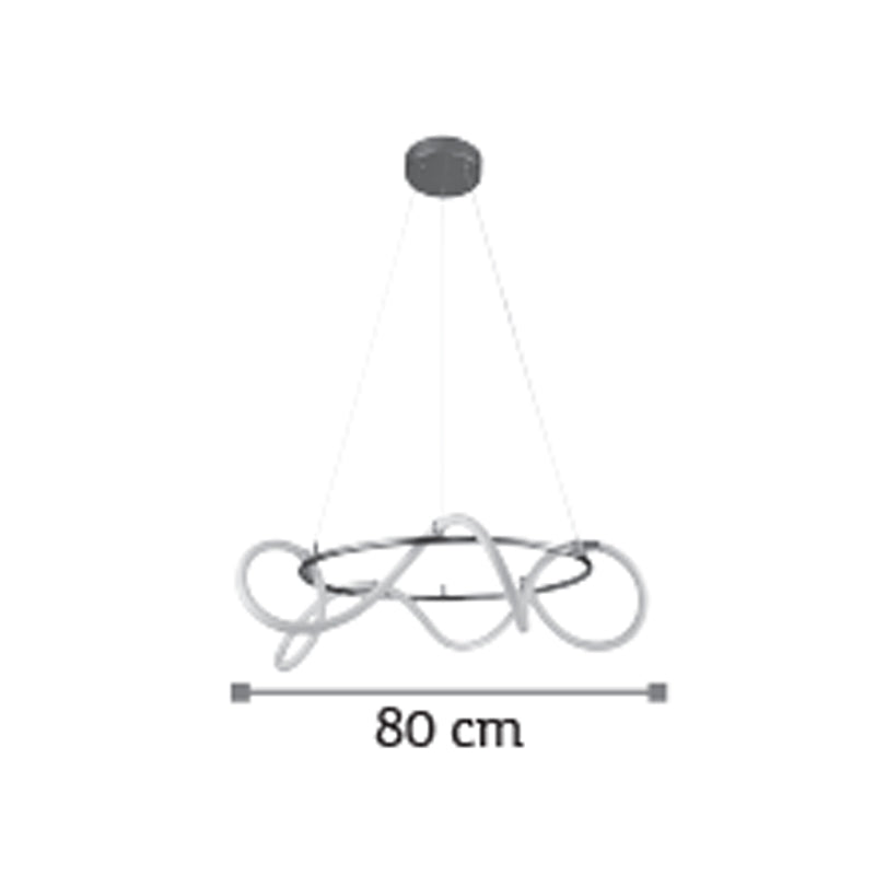 InLight Κρεμαστό φωτιστικό LED 80W 3000K από χρώμιο μέταλλο και σωλήνα σιλικόνης D:80cm (6017-A-CH)