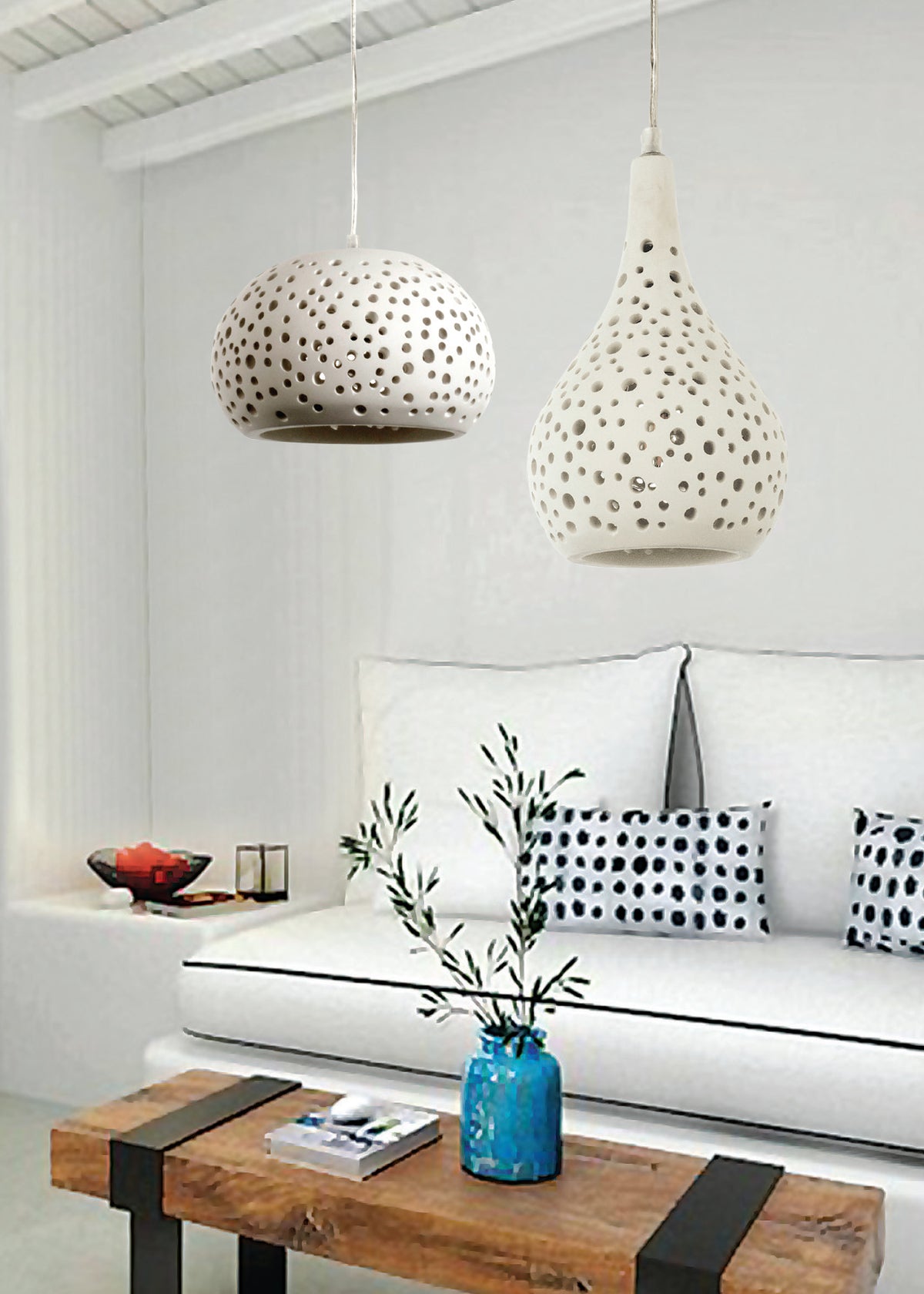 InLight Κρεμαστό φωτιστικό λευκό από γύψο 1XE27 D:28cm (4472)