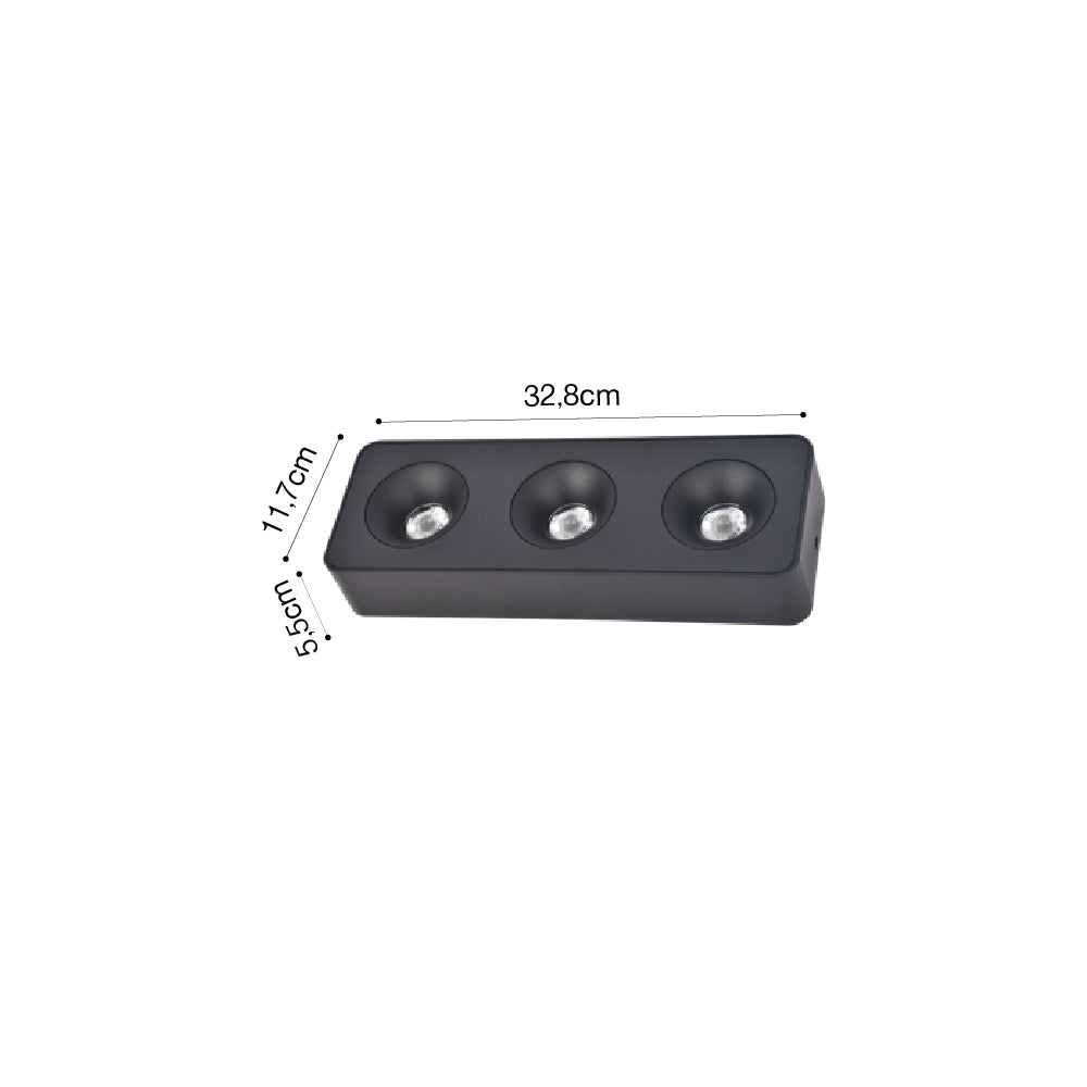Inlight Downlight Mounted σποτ 3*8W 3CCT σε μαύρη απόχρωση (X00280B)