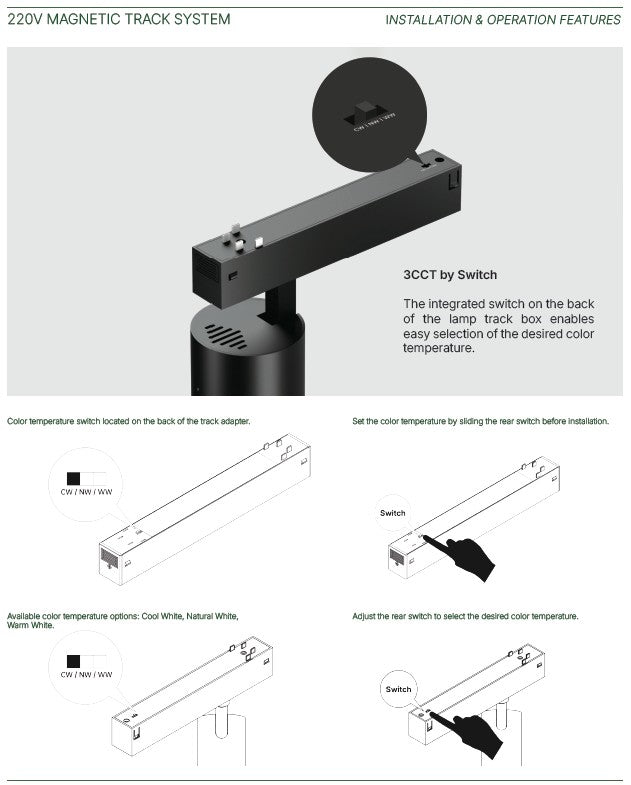 Inlight Γραμμικό Φωτιστικό LED 15W 3CCT 120°,για Μαγνητική Ράγα 220V σε μαύρη απόχρωση D: 33,4x6x3,3cm (TM20080)