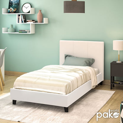 Κρεβάτι Nevil pakoworld 100x200 PU χρώμα λευκό ματ