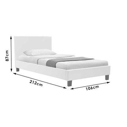 Κρεβάτι Nevil pakoworld 100x200 PU χρώμα λευκό ματ