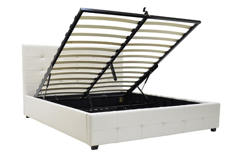 Κρεβάτι Roi pakoworld 160x200 PU λευκό ματ + αποθηκευτικό χώρο