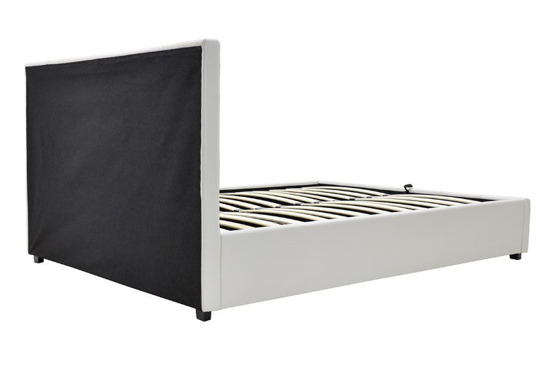 Κρεβάτι Roi pakoworld 160x200 PU λευκό ματ + αποθηκευτικό χώρο