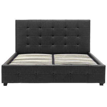 Κρεβάτι Roi pakoworld 160x200 PU μαύρο ματ + αποθηκευτικό χώρο