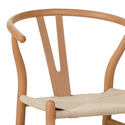 Καρέκλα Wishbone pakoworld rubberwood-σχοινί σε φυσική απόχρωση 53.5x57x74εκ