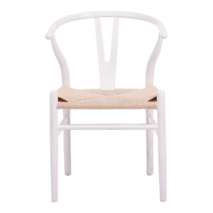 Καρέκλα Wishbone pakoworld rubberwood-σχοινί σε λευκή απόχρωση 53.5x57x74εκ