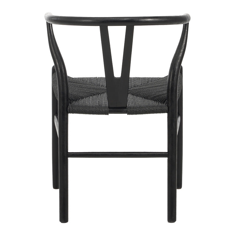 Καρέκλα Wishbone pakoworld rubberwood-σχοινί σε μαύρη απόχρωση 53.5x57x74εκ