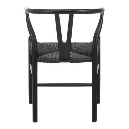 Καρέκλα Wishbone pakoworld rubberwood-σχοινί σε μαύρη απόχρωση 53.5x57x74εκ