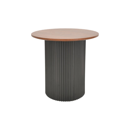 Βοηθητικό τραπέζι Dovel pakoworld mdf σε καρυδί-μαύρη απόχρωση Φ50x50εκ