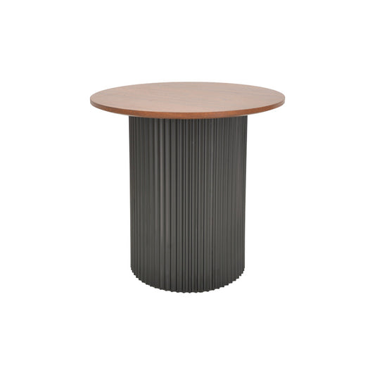 Βοηθητικό τραπέζι Dovel pakoworld mdf σε καρυδί-μαύρη απόχρωση Φ50x50εκ