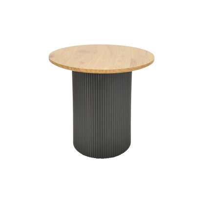 Βοηθητικό τραπέζι Dovel pakoworld mdf σε sonoma -μαύρη απόχρωση Φ50x50εκ