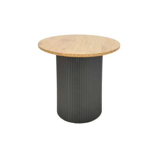 Βοηθητικό τραπέζι Dovel pakoworld mdf σε sonoma -μαύρη απόχρωση Φ50x50εκ