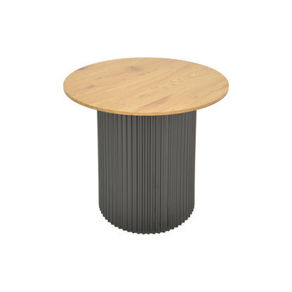 Βοηθητικό τραπέζι Dovel pakoworld mdf σε sonoma -μαύρη απόχρωση Φ50x50εκ