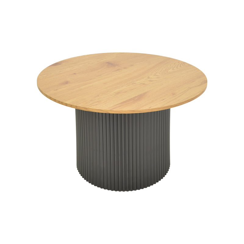 Τραπέζι σαλονιού Dovel pakoworld mdf σε sonoma-μαυρη απόχρωση Φ70x45εκ