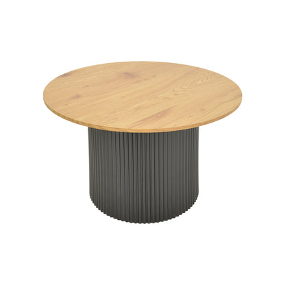 Τραπέζι σαλονιού Dovel pakoworld mdf σε sonoma-μαυρη απόχρωση Φ70x45εκ
