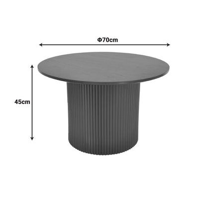 Τραπέζι σαλονιού Dovel pakoworld mdf σε sonoma-μαυρη απόχρωση Φ70x45εκ