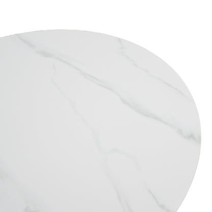 Τραπέζι Franzel pakoworld sintered stone σε όψη μαρμάρου-mdf σε φυσική απόχρωση Φ120x75εκ