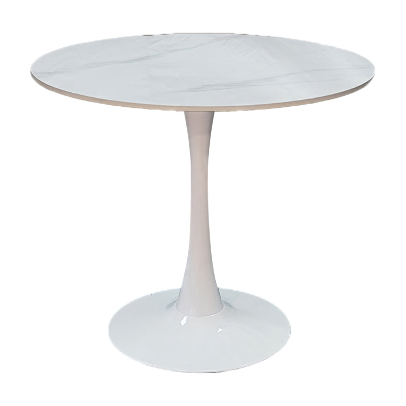 Tραπέζι Balou pakoworld sintered stone σε λευκή απόχρωση με όψη μαρμάρου-βάση λευκό μέταλλο Φ120x73εκ
