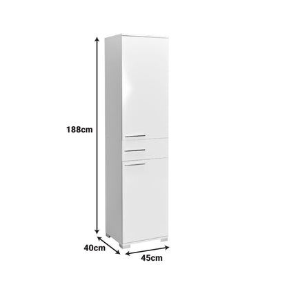 Ντουλάπα Chad pakoworld με συρτάρια λευκό gloss 45x40x188εκ