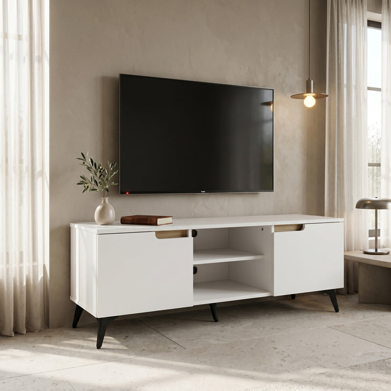 Έπιπλο τηλεόρασης Kemvio pakoworld sonoma-λευκό 120x38x44εκ
