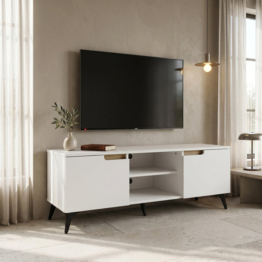 Έπιπλο τηλεόρασης Kemvio pakoworld sonoma-λευκό 120x38x44εκ