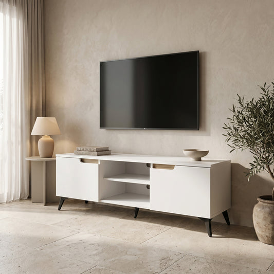 Έπιπλο τηλεόρασης Kemvio pakoworld sonoma-λευκό 150x38x44εκ