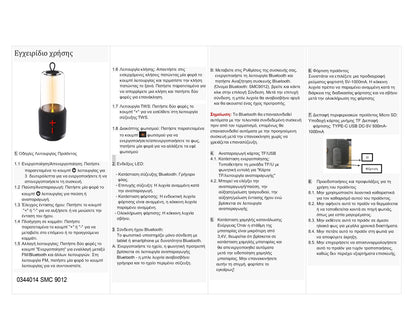 SMC 9012 ΗΧΕΙΟ BLUETOOTH ΕΠΑΝ/ΝΟ - ΦΩΣ DIMMER - ΡΑΔΙΟΦΩΝΟ
