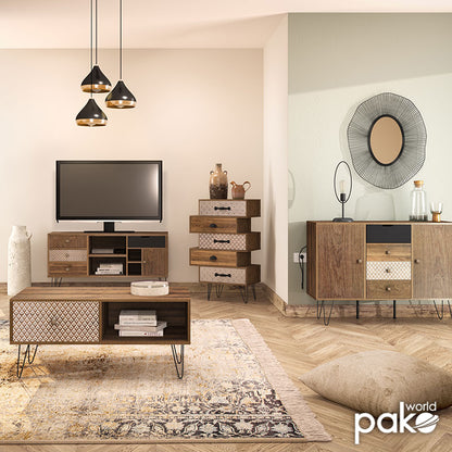 Κονσόλα Boho pakoworld καρυδί με μεταλλικά πόδια 100x50,5x74,5εκ