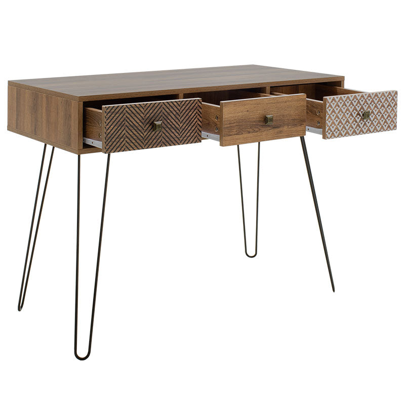 Κονσόλα Boho pakoworld καρυδί με μεταλλικά πόδια 100x50,5x74,5εκ