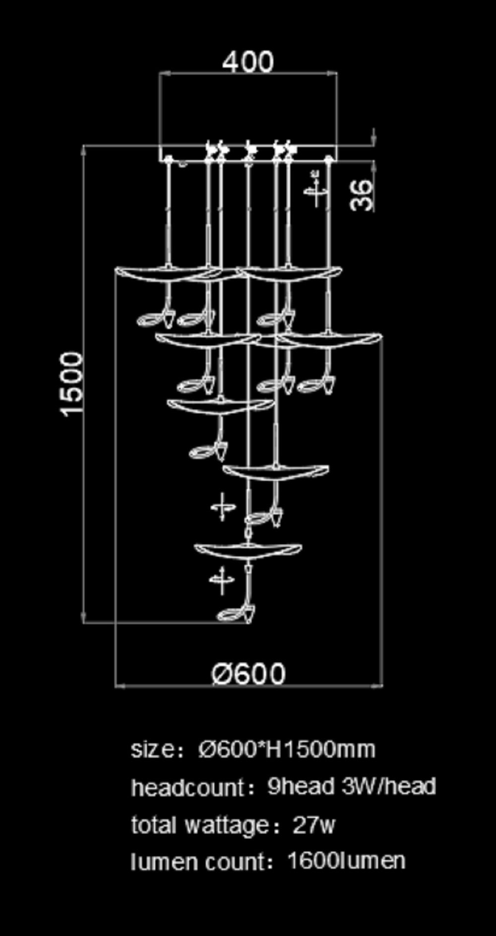 PDC 1290-9 ΠΟΛΥΦΩΤΟ ΜΠΡΟΥΤΖΙΝΟ LED ΜΕ ΦΥΛΛΑ ΝΟΥΦΑΡΑ ΧΡΥΣΑ