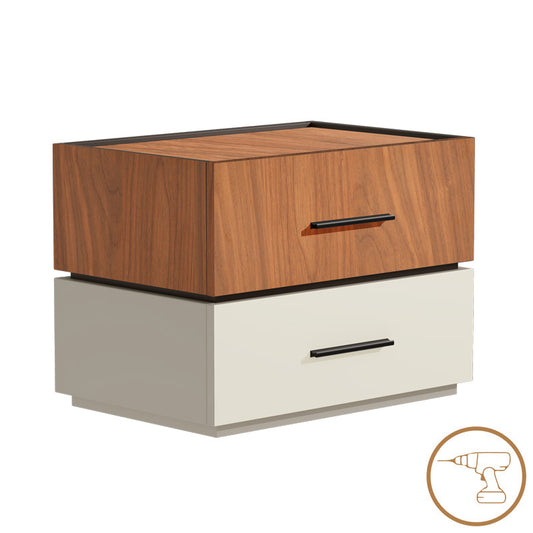Κομοδίνο Sonlen pakoworld mdf σε καρυδί-μπεζ απόχρωση 60x40x44.5εκ