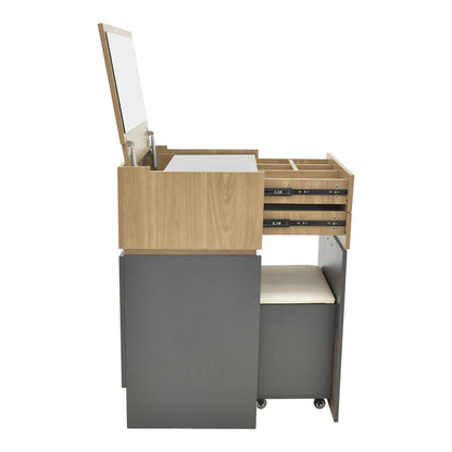 Τουαλέτα κρεβατοκάμαρας Sonlen pakoworld ανθρακί-sonoma 60x45x130εκ