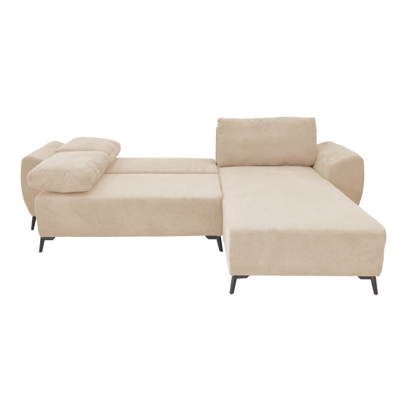 Kαναπές κρεβάτι τριθέσιος αναστρέψιμος Settee pakoworld ύφασμα με αποθηκευτικό χώρο σε μπεζ απόχρωση