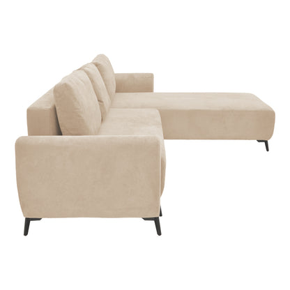 Kαναπές κρεβάτι τριθέσιος αναστρέψιμος Settee pakoworld ύφασμα με αποθηκευτικό χώρο σε μπεζ απόχρωση