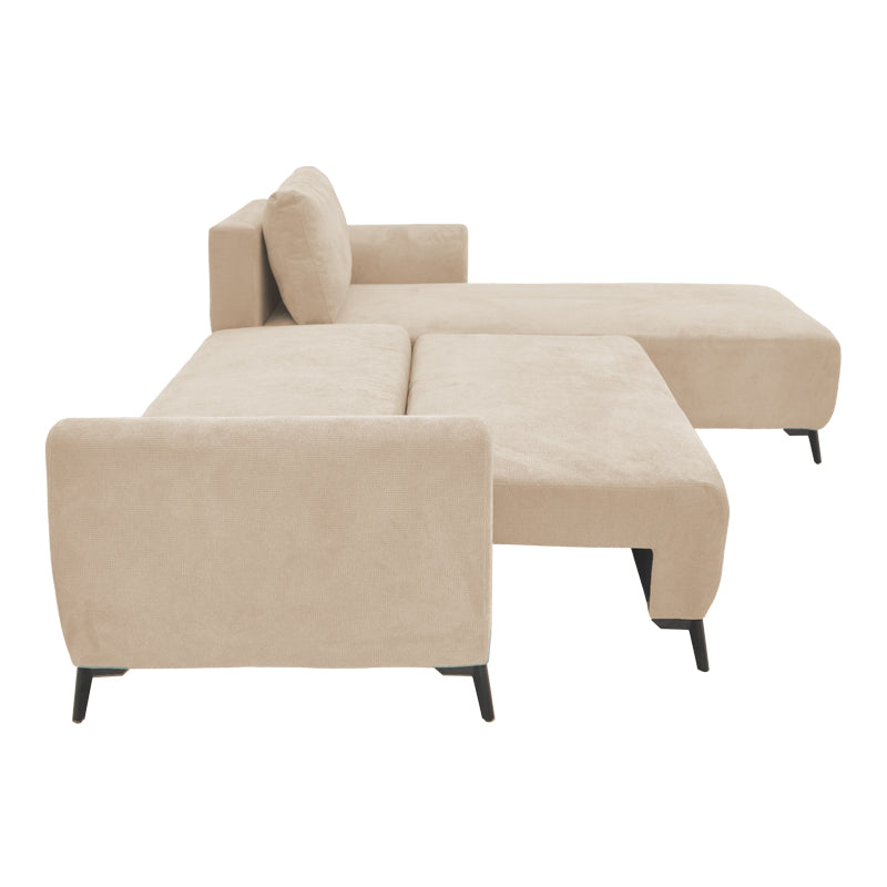 Kαναπές κρεβάτι τριθέσιος αναστρέψιμος Settee pakoworld ύφασμα με αποθηκευτικό χώρο σε μπεζ απόχρωση