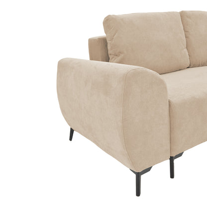 Kαναπές κρεβάτι τριθέσιος αναστρέψιμος Settee pakoworld ύφασμα με αποθηκευτικό χώρο σε μπεζ απόχρωση