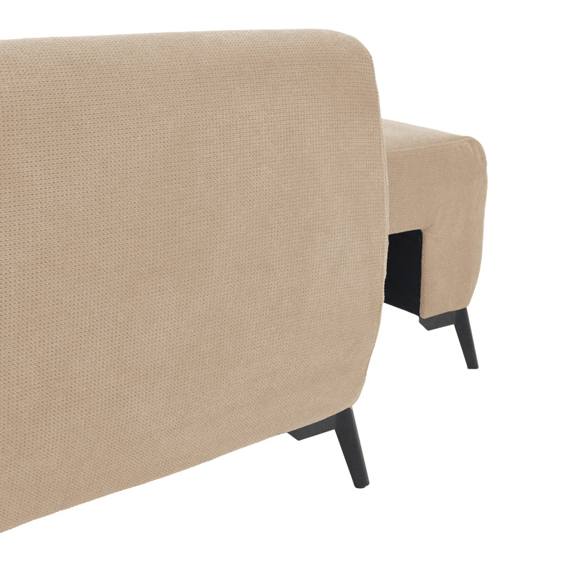 Kαναπές κρεβάτι τριθέσιος αναστρέψιμος Settee pakoworld ύφασμα με αποθηκευτικό χώρο σε μπεζ απόχρωση