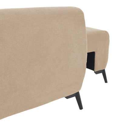 Kαναπές κρεβάτι τριθέσιος αναστρέψιμος Settee pakoworld ύφασμα με αποθηκευτικό χώρο σε μπεζ απόχρωση