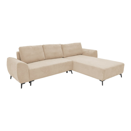 Kαναπές κρεβάτι τριθέσιος αναστρέψιμος Settee pakoworld ύφασμα με αποθηκευτικό χώρο σε μπεζ απόχρωση